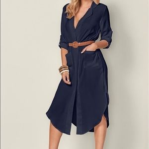 VENUS belted midi dress